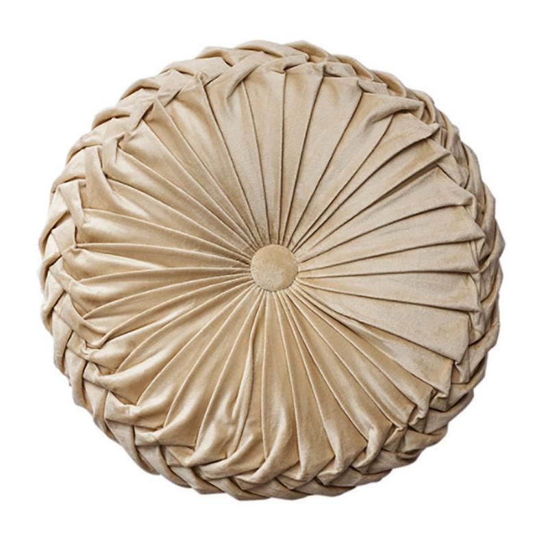 Light Luxury Solid Color Dutch Velvet Pumpkin Sofa Pillow Hand Sewn Wheel Shape Chair Waist Pillow Cushion