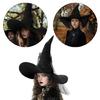 Halloween Witch Caps for Cosplay Punk Tulle Crinkled Wizard Hat Adult Unisex Party Hat Costume Pointed Hat Festival Props