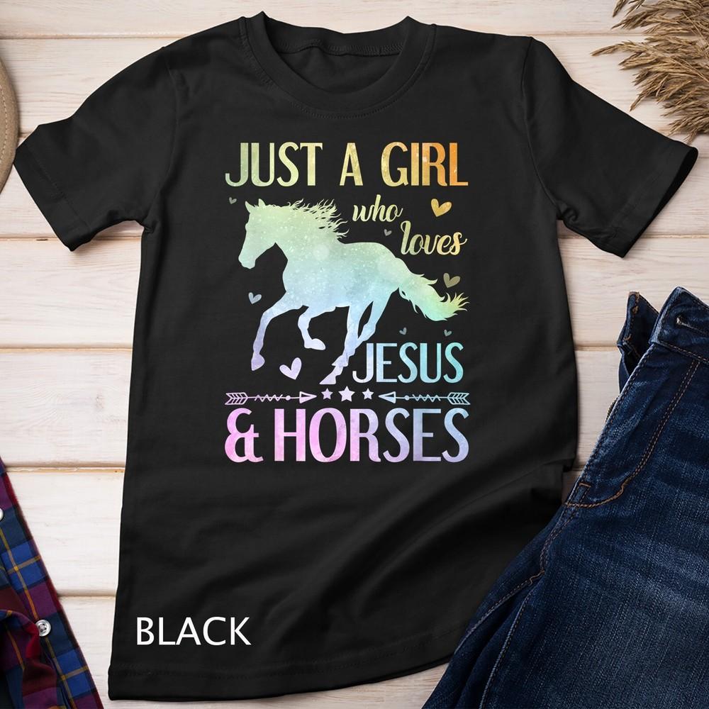

Jesus And Horses, Horse Gifts For Girls, Women Unisex T-shirt 2XL