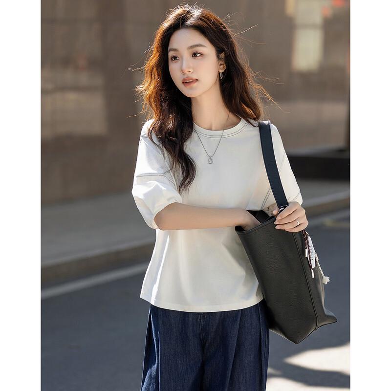 Demana Women's Color-Block Lantern Sleeve T-Shirt