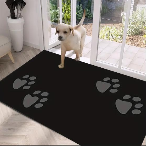 

Black Dog Claw Carpet Painted on The Wall White Dog Claws Door Living Room Mat Indoor Mat Floor Mat Flannel Home Decoration 40x60cm