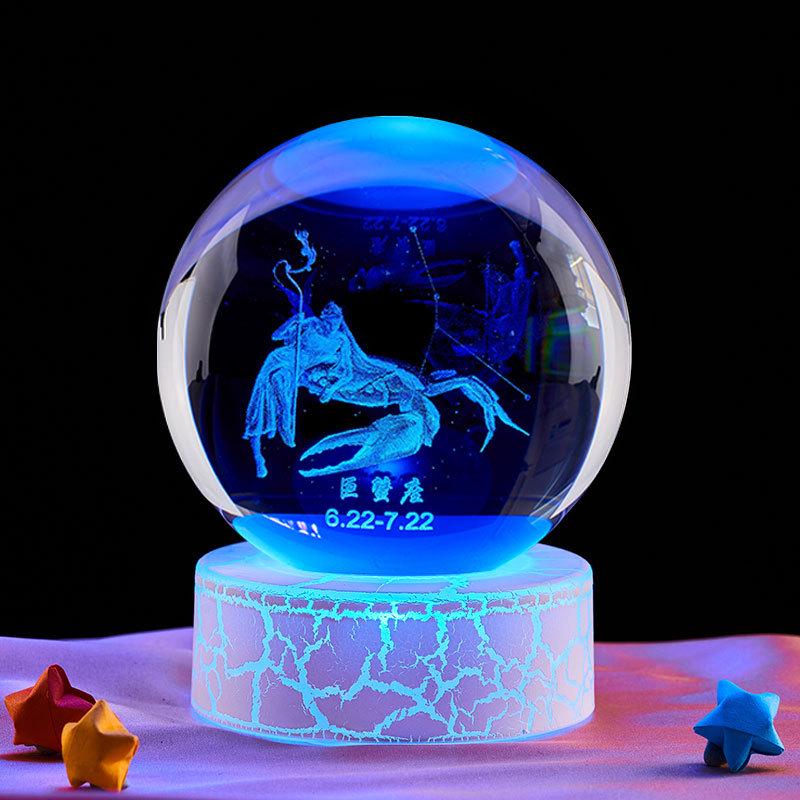 Pisces Constellation 3D Crystal Ball Night Light – Valentine's Day & Birthday Gift for Girls