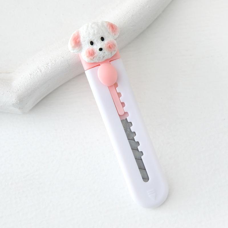Cute Dog Utility Knife Mini Portable Knife Retractable Cartoon Box Cutter For Home Package Opening Office Stationery Knife