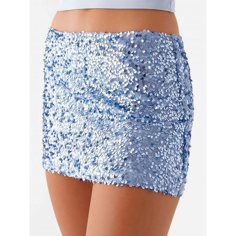 Sequin A-Line Mini Skirt Slim Fit Sexy Sweet Versatile Ladies