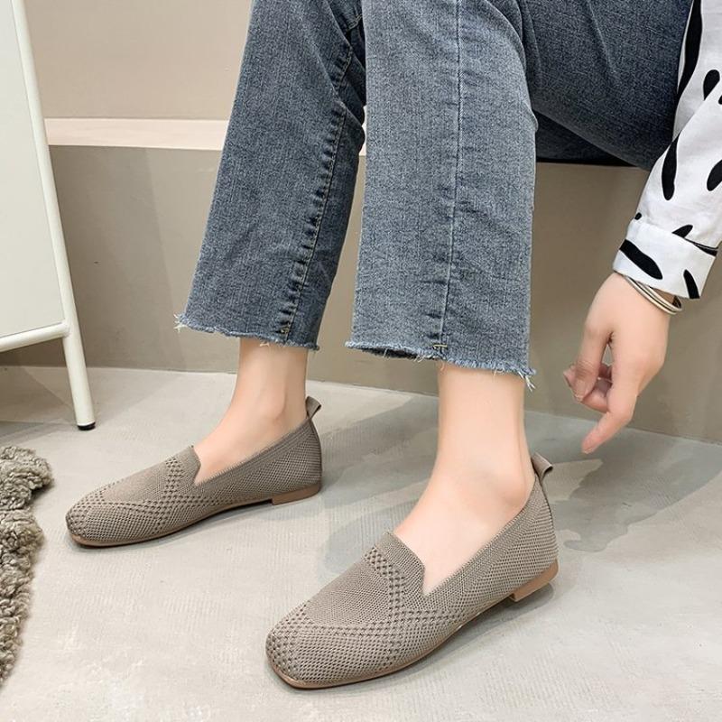 

Women s Spring Autumn New Knitted Flat Bottom Single Shoes Soft Bottom Shallow Mouth Comfortable Casual Women s Shoes 42 сірий колір