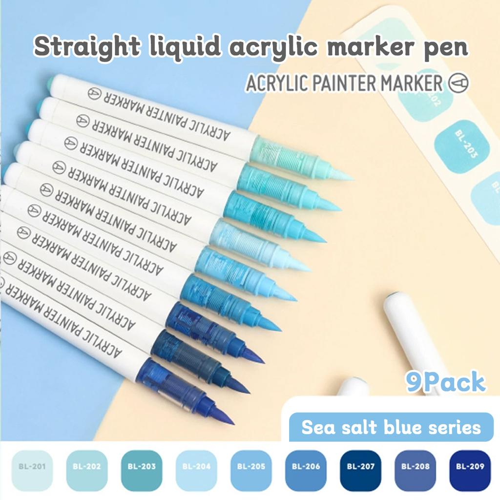9pcs/box Acrylic Soft-head Marker Pen Art Painting Can Stack Colors Watercolor Pen Set School Student Stationery Supplies