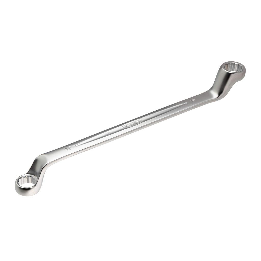 TONE Long Mechanic Open End Wrench 17 x 19mm Flats (75°), M75-1719,