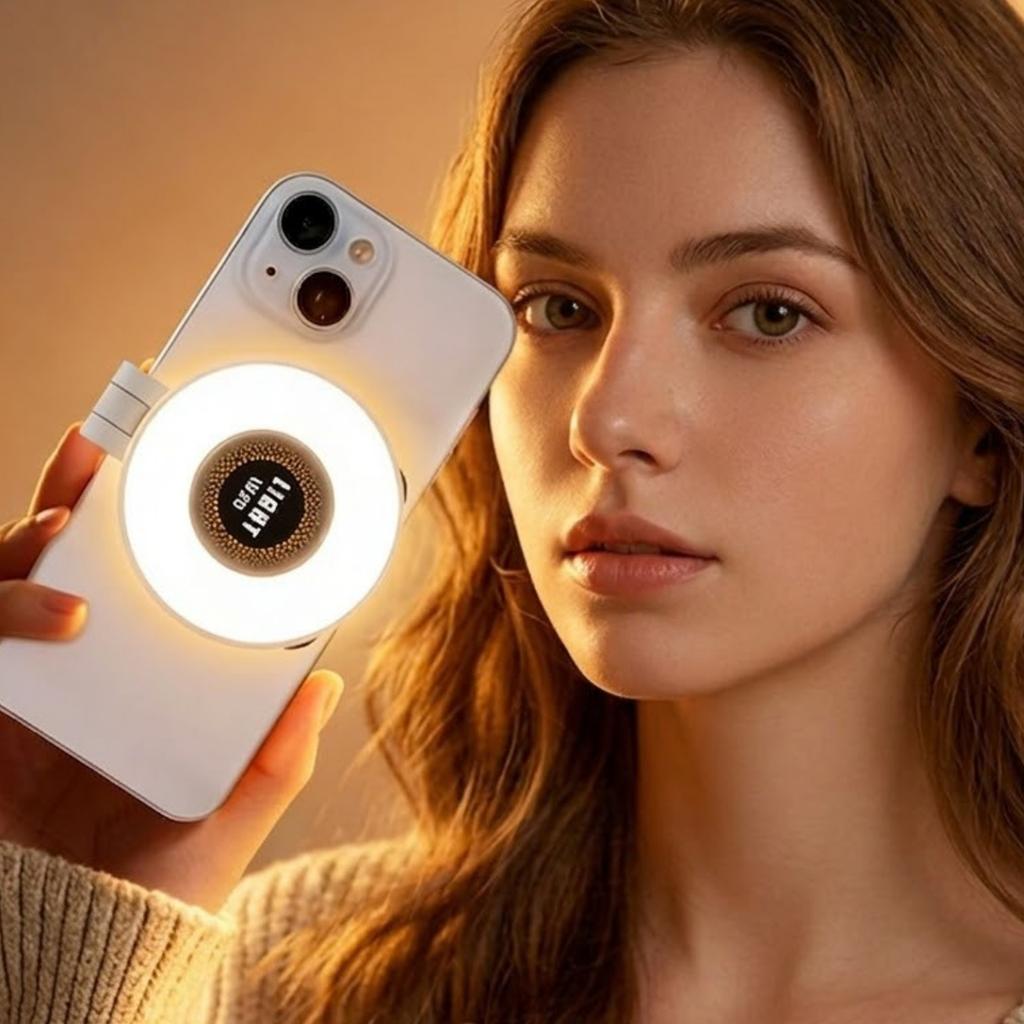 Portable Magnetic Clip-On LED Fill Light for Mobile Phones Adjustable Brightness Selfie Pocket Light for Outdoor Live Streaming and Video Recording