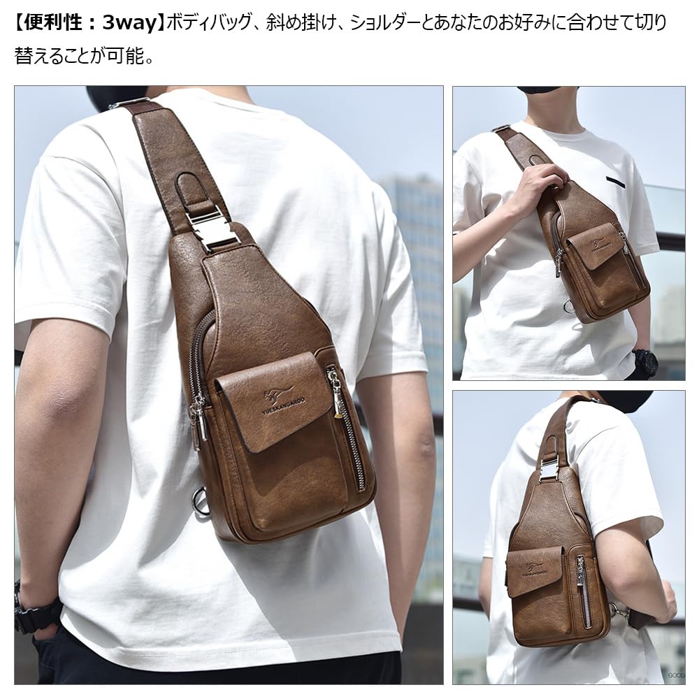 Whatna Leather Shoulder Crossbody Chest with Earphone Hole and Key Fits iPad Horizontal Perfect for Shoulder or Bicycle Gift for Men's 3-Way Bag, Bag,