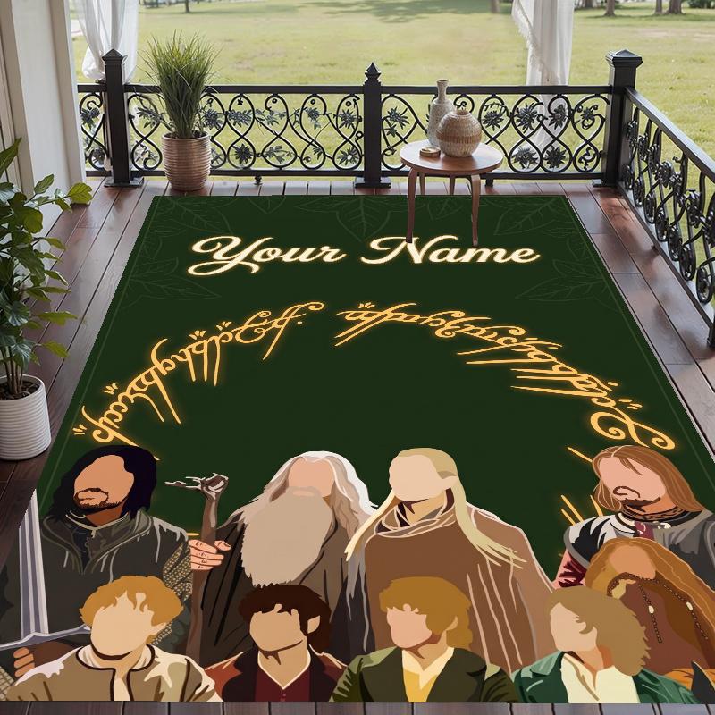Custom Name The Lord of the Rings Crystal Velvet Floor Rug Personalized Text Soft Carpet Home Decor