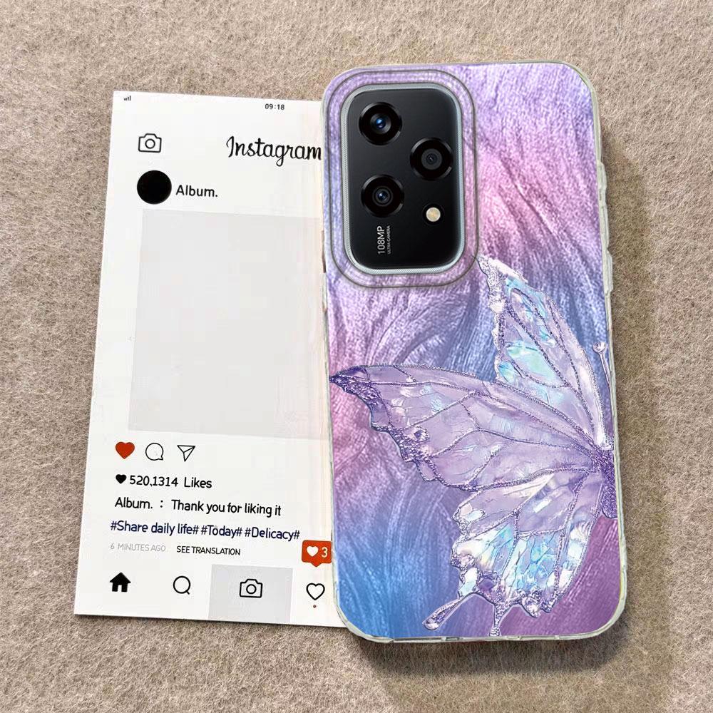 Purple Butterfly Phone Cases For Honor 400 200 Magic 7 Lite 200 Pro X9a X9c X8b X8a Schmetterlinge Silicone Couple Fundas Cover
