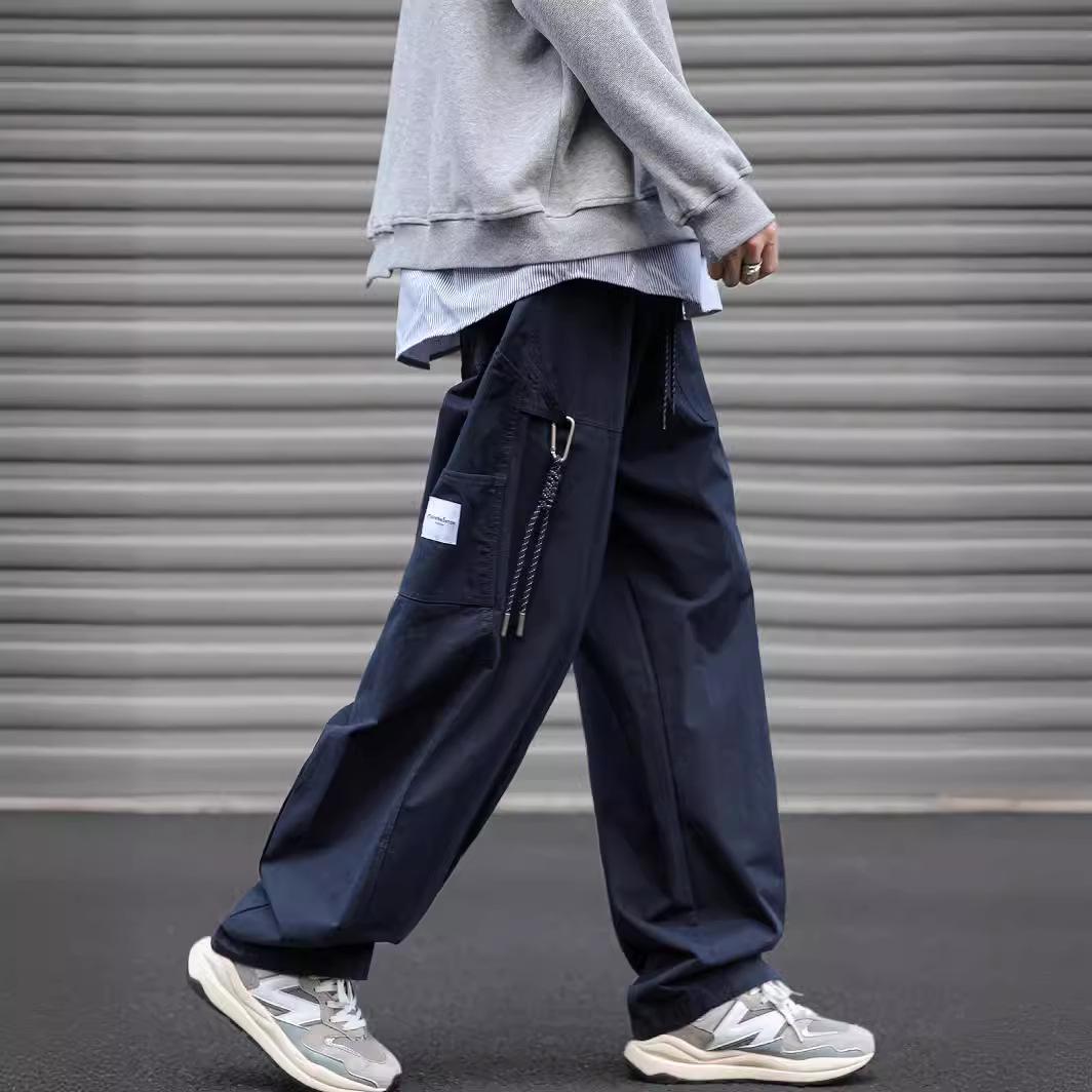 

Men s Japanese-Style Cargo Pants: Loose-Fit, Straight-Leg, Wide-Leg for Spring & Autumn M