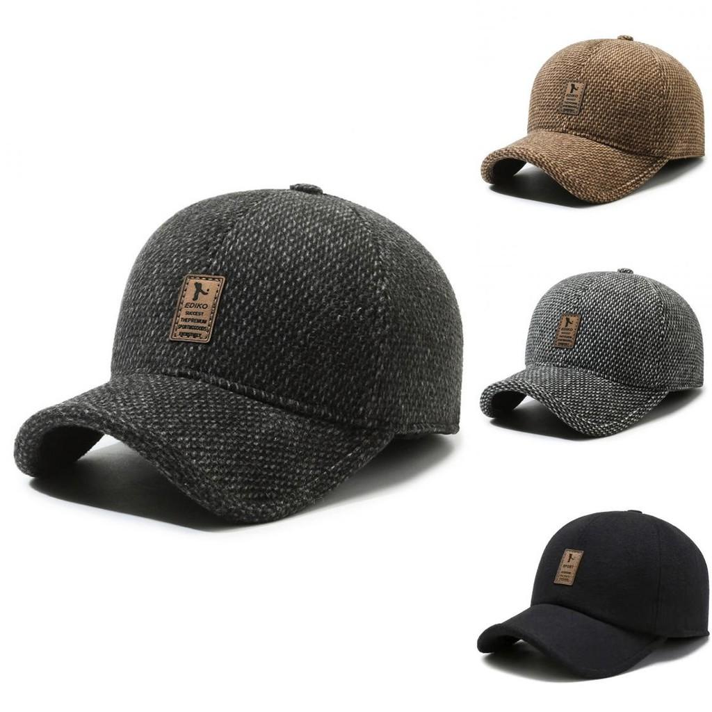 Warm Men's Winter Baseball Cap For Middle-aged Seniors In Thickened Wool Blend Design