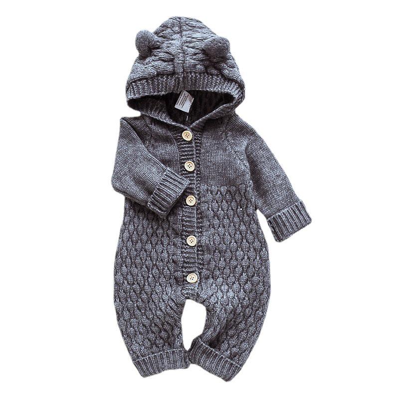 Newborn Knitted Wool Romper - Cute & Warm Baby Sweater for Boys & Girls (Autumn/Spring)
