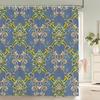 1Pc European Style Golden Flowers Shower Curtain Waterproof Fabric,Floral Print Partition Curtain Decorate Bathroom Curtain