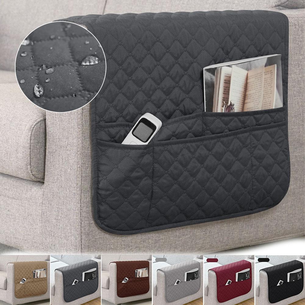 Cover For Sofa Armrest Waterproof Protector With Pockets Removable Anti-Dirty Couch Chair Arm Slipcovers Home