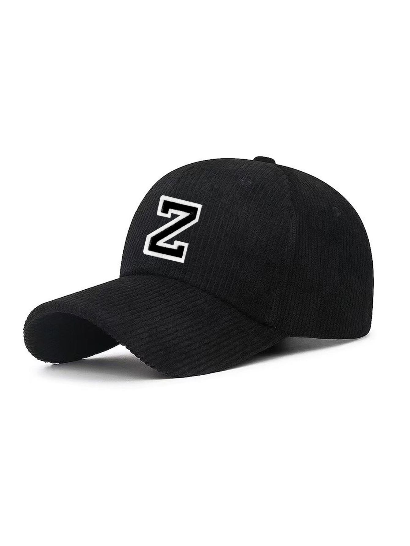 

1 PC Letter A-Z Japanese Style Corduroy Baseball Cap - Unisex Fall Winter Hat with Sun UV Protection, Adjustable One Size