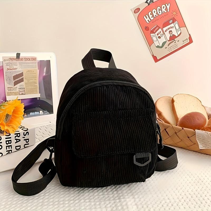 Mini Backpack, Cute Commuting Makeup Bag, Adjustable Shoulder Straps, Corduroy Student Versatile Backpacks