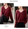 Autumn & Winter 100% Pure Wool V-Neck Loose Women's Knitted Sweater