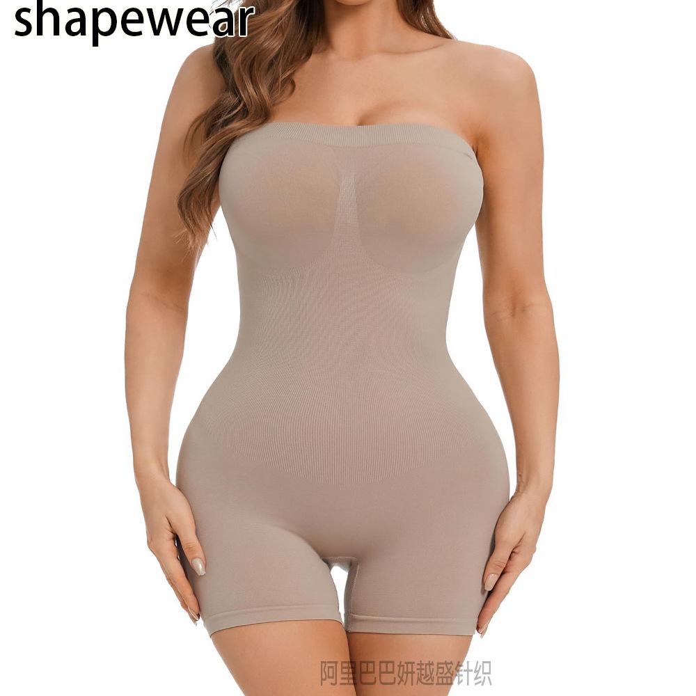 Full-body Shapewear Jumpsuit with Detachable Straps, Seamless, Flat-shoulder, One-piece Body-shaping Undergarment
