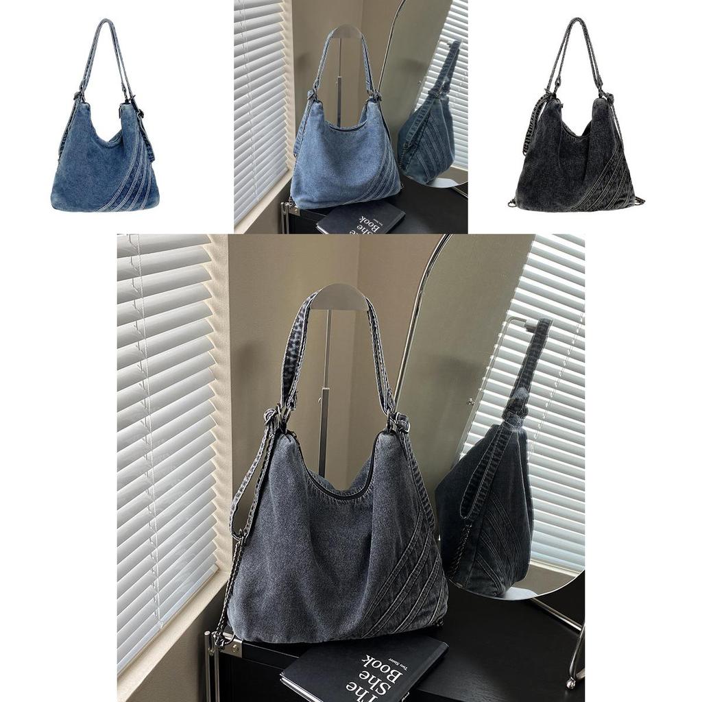 Denim Bag For Women With Zipper Closure And Inner Pockets For Daily