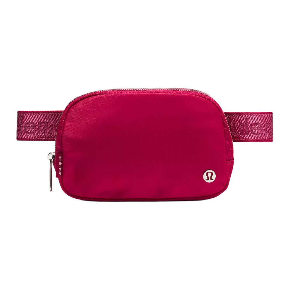 Lululemon Everywhere 1L Metallic Logo Nylon Waist Bag Women waist bag Berry LU9CWQS-074711 Berry Rum Red & Silver/BRML/SLVR