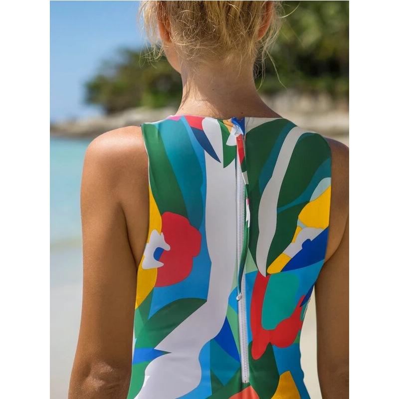 Tropical Print One-Piece Swimsuit 2023: European and American Style
