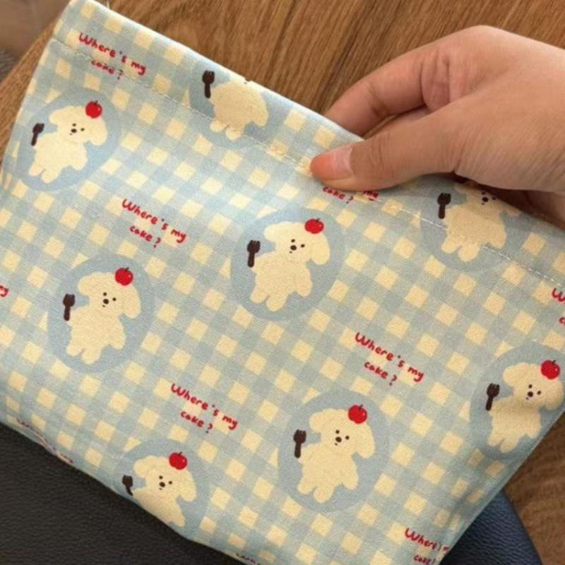 Cartoon Puppy Cosmetic Bag Portable Canvas Travel Sundries Storage Bag Toiletries Bag