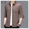 Smooth Anti-pilling Mulberry Silk Men's Long-sleeved Shirt Spring and Autumn New Striped Shirt No Ironing