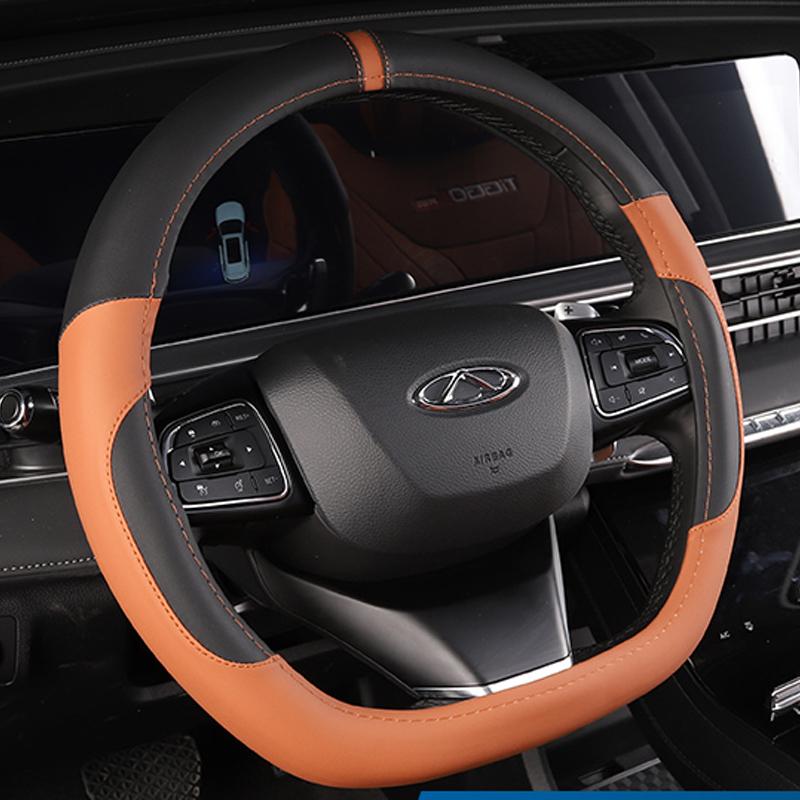 

Chery Tiggo 8pro Автомобильное рулевое колесо, модификация интерьера, кожаный чехол на ручку, сшитый вручную