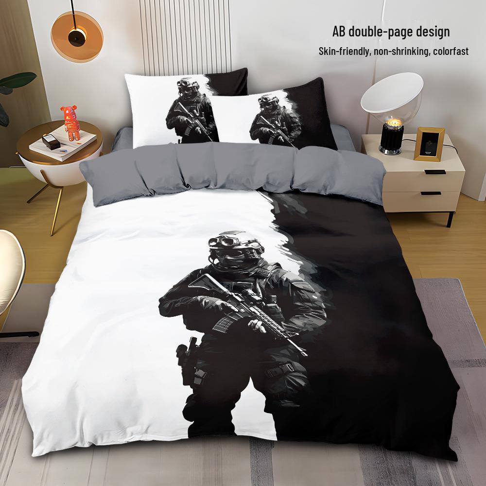 Call of Duty Gaming-Themed Four-Piece Duvet and Bedding Set for Boys' Dorm Room