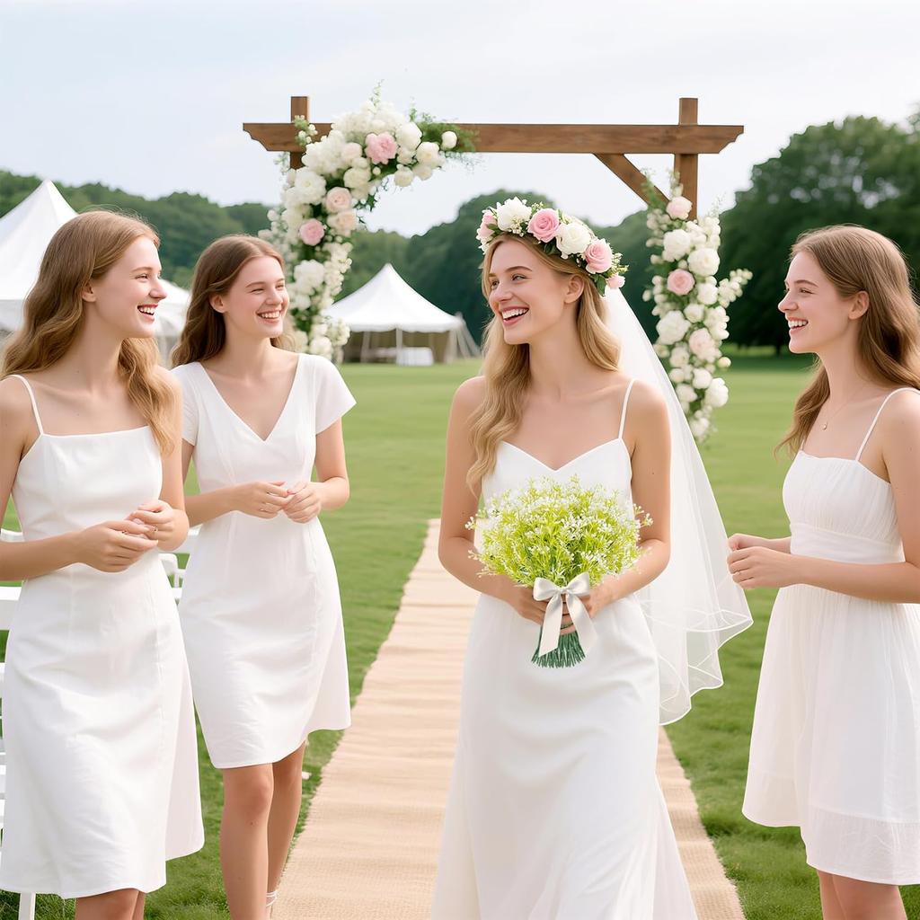 Artificial Flowers for Outdoors - 4PCS UV Resistant Fake Flowers for Decoration, Small Jasmine Buds Ivy for Centerpiece Front Porch Kitchen Garden