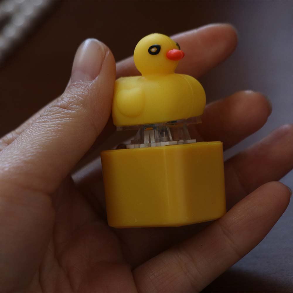 With LED Light Croaking Frog Duck Keychain Fingertip Button Keyboard Sound Keyring  Children Adult
