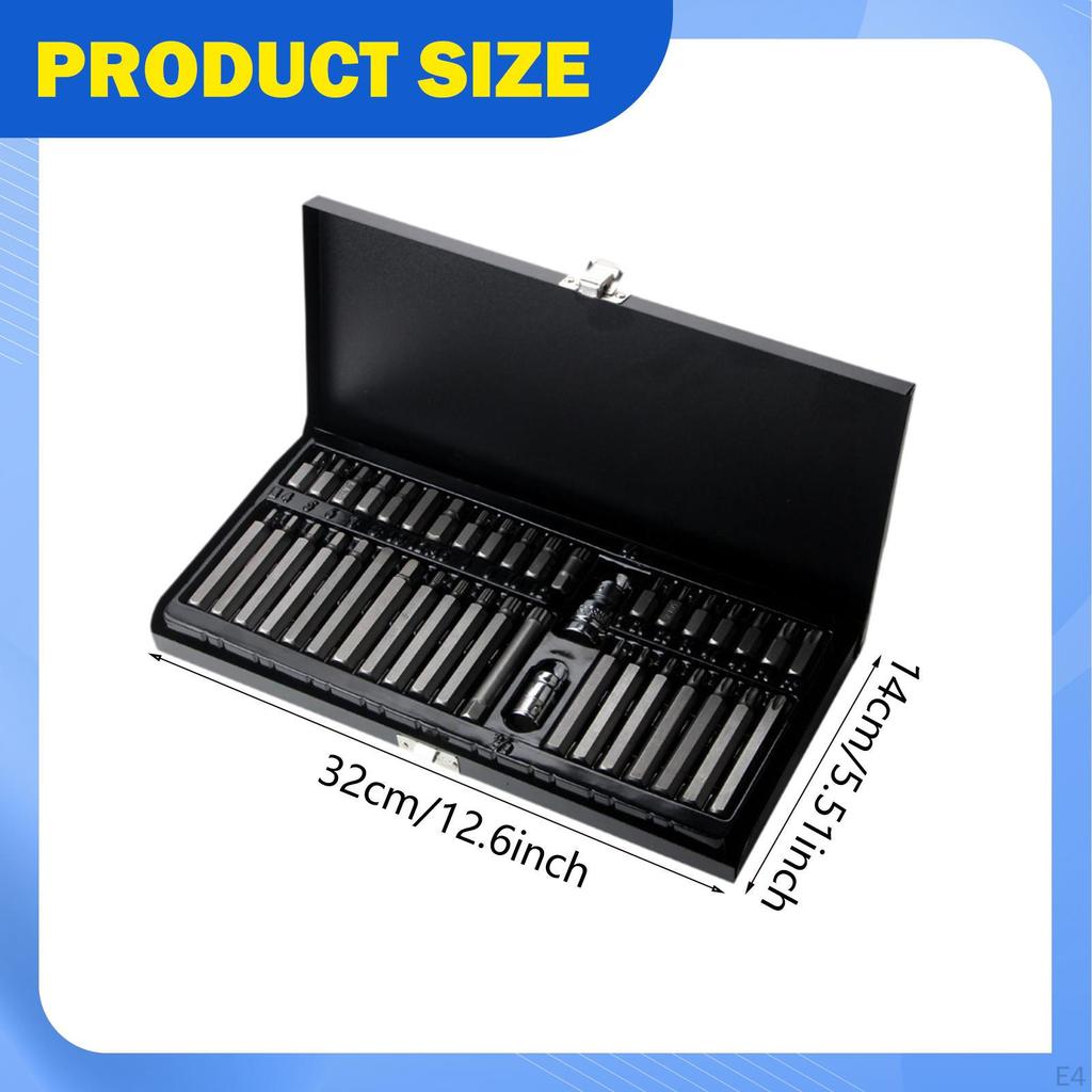 40 Pieces Star Hex Sockets Bit Kit 1/2inch 3/8inch Drive Torx Spline