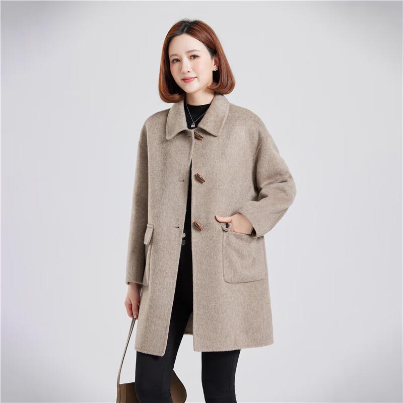 Cappotto Donna in 100% Lana Double-Faced di Media Lunghezza con Chiusura a Leva