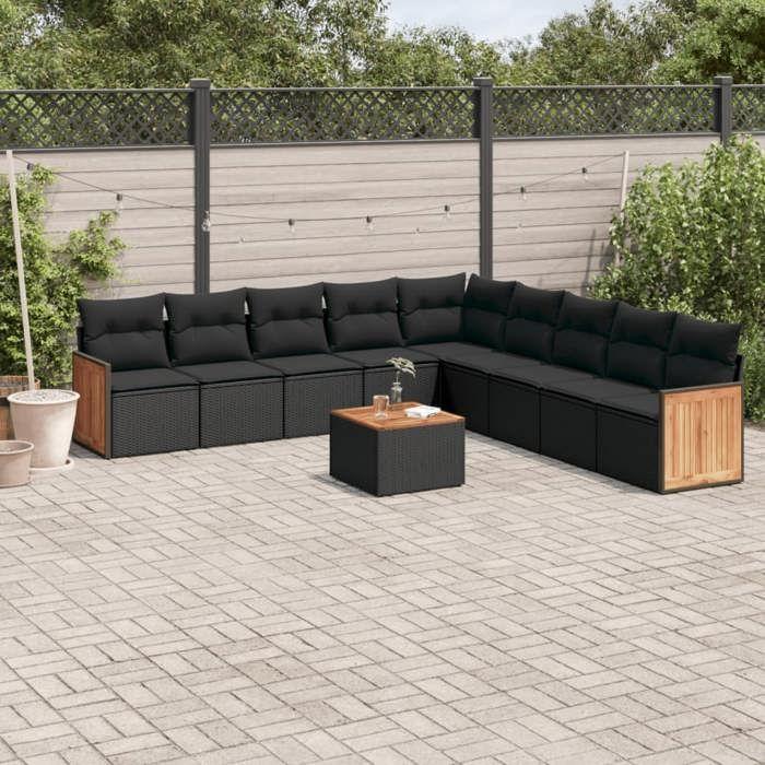 VidaXL Garden Lounge Set with Cushions 10 Pcs, Patio Sofas, Furniture Set, Outdoor Terrace Furniture, Black 3260144