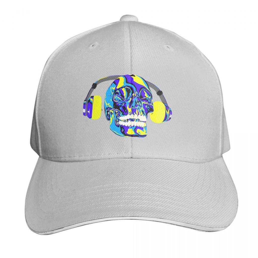 Psychedelic Skull Listening To Music On Headphone Baseball Cap Luxury Cap Ball Cap Foam Party Hat Visor For Women Unisexs