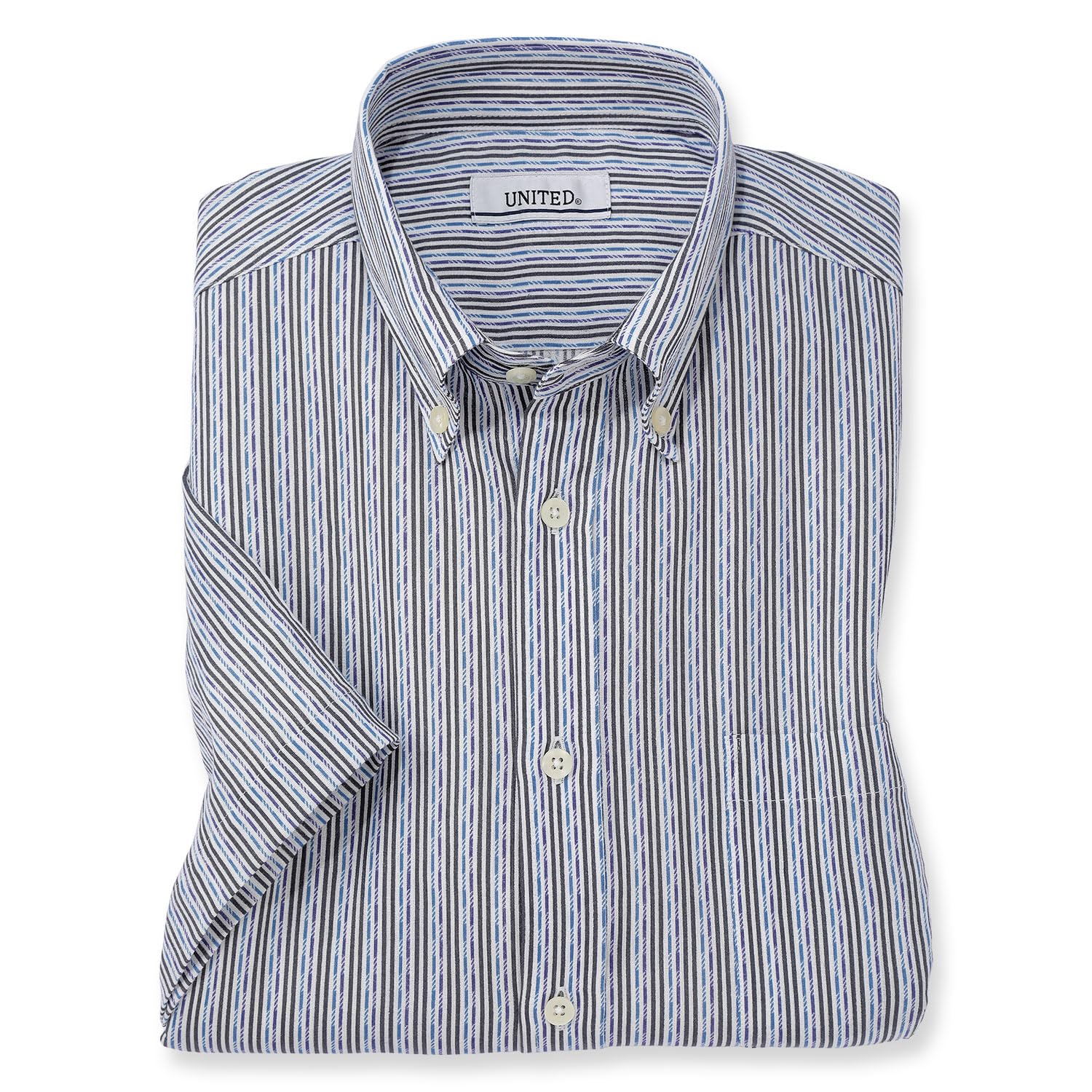 

сделано в Такасима Чидзими темно-синий [UNITED] Рубашка с коротким рукавом, Япония, мужская, на пуговицах, (JP, алфавит, L, синий, многоцветный)