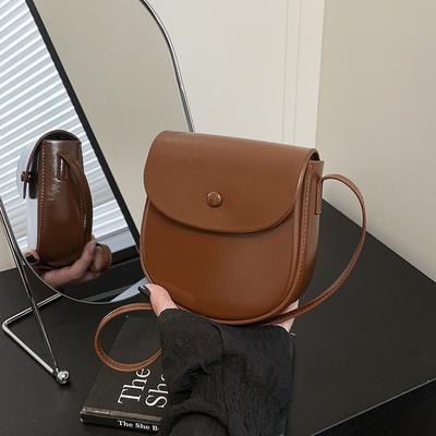 Solid Color New High-end Texture Temperament Versatile Casual and Beautiful Saddle Bag Women's Shoulder Messenger Bag