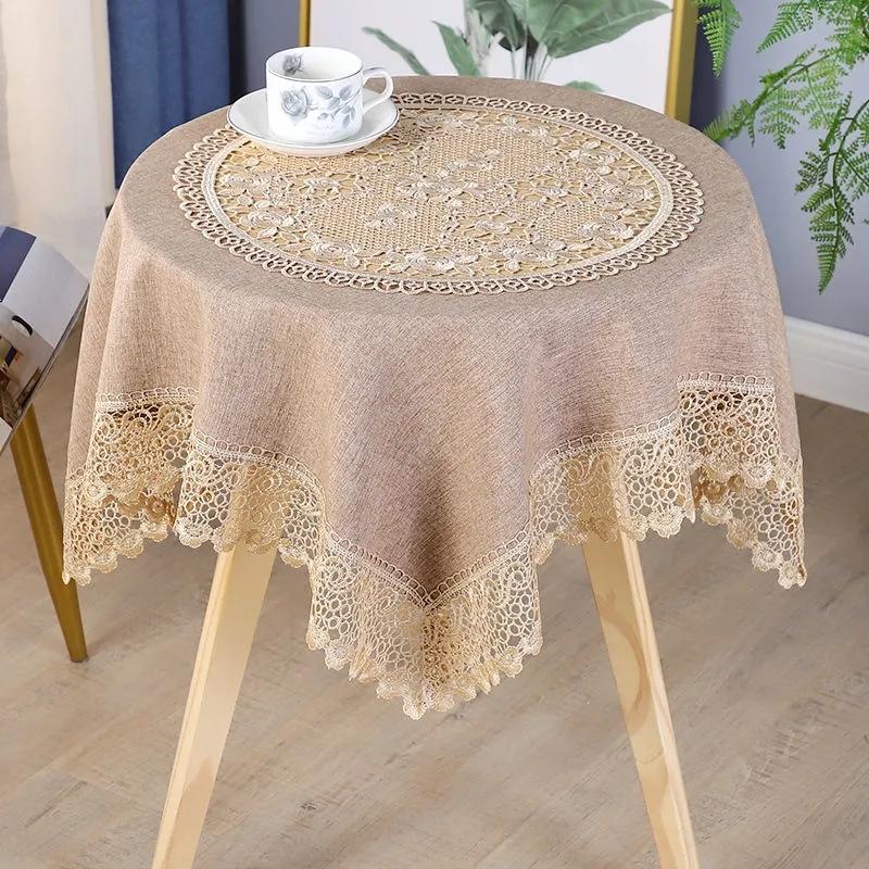 Tischdecke Kunst Einfache Rechteckige Frische Einfarbig Patchwork Ausgehöhlte Spitze Teetisch Runde Tischdecke