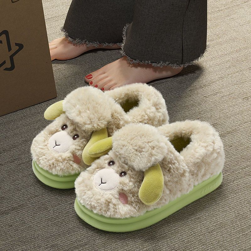 New Cotton Slippers Women's Winter Wear Home Indoor Non-slip Women's Winter Cute Lamb Cotton Slippers