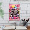 2D Flat, 1pc Heart Balloon Floral Mother's Day Metal Wall Art Sign "Happy Mother's Day" - 8*12 Inch Aluminium Rustic Home Decor, Cute Wall Art, Sweet