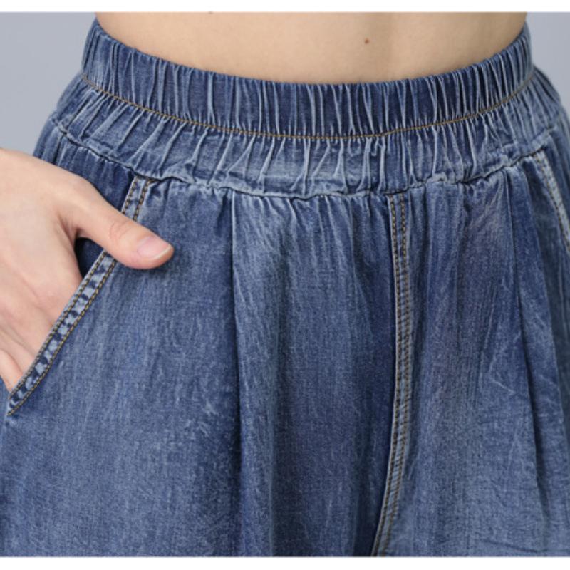 Damenmode Anzug Sommer Gewaschenes Büffel Kurzarm Fünf-Punkt Hose Zweiteiler