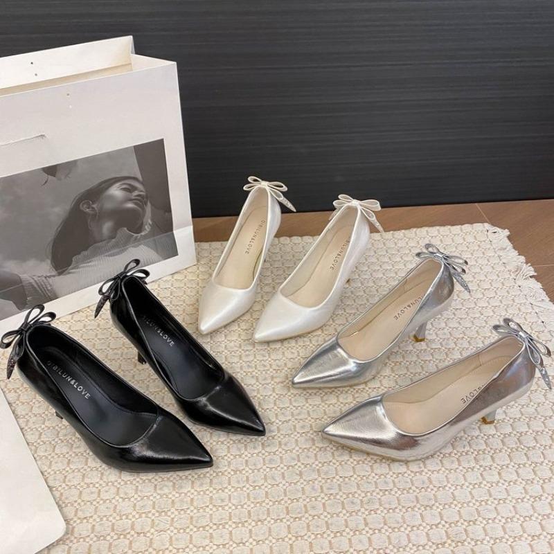 Fashion New Silver Pointed Toe High Heels Women's Stiletto Simple Shallow Mouth Sexy High Heel Single Shoes