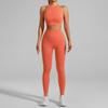 European & American Seamless Ribbed Yoga Suit: High-Intensity Running Fitness Vest & Bra Set