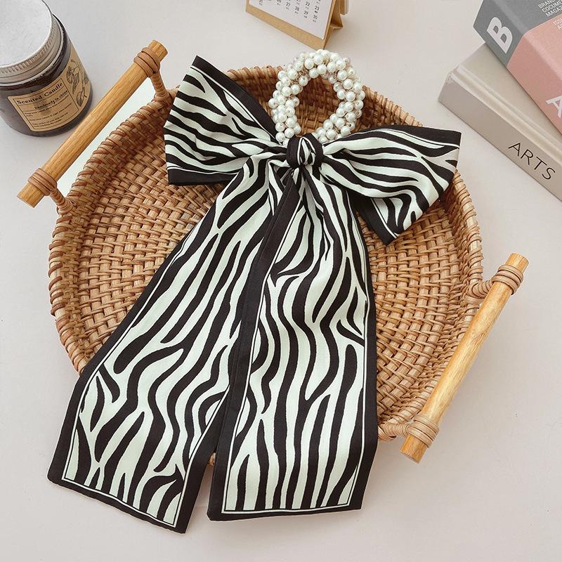 2021 Influencer Pearl Hair Tie with Ribbon Scarf Headband - Women's Elastic Band