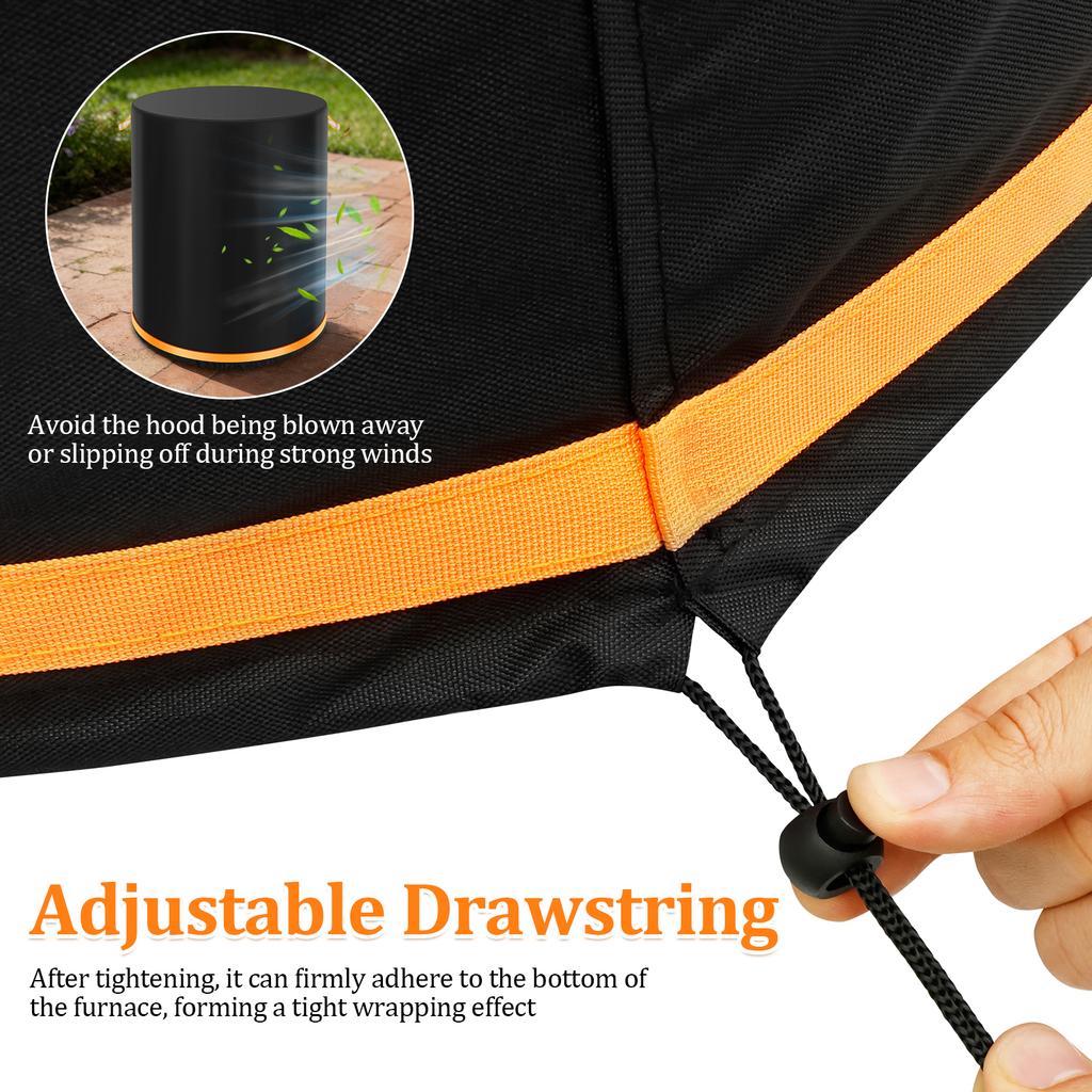 Firepit Cover 600D Oxford Fabric Waterproof Dust Cover with Handle Stove Grill Protective Cover for 21–23 Inch Round Fire Pit