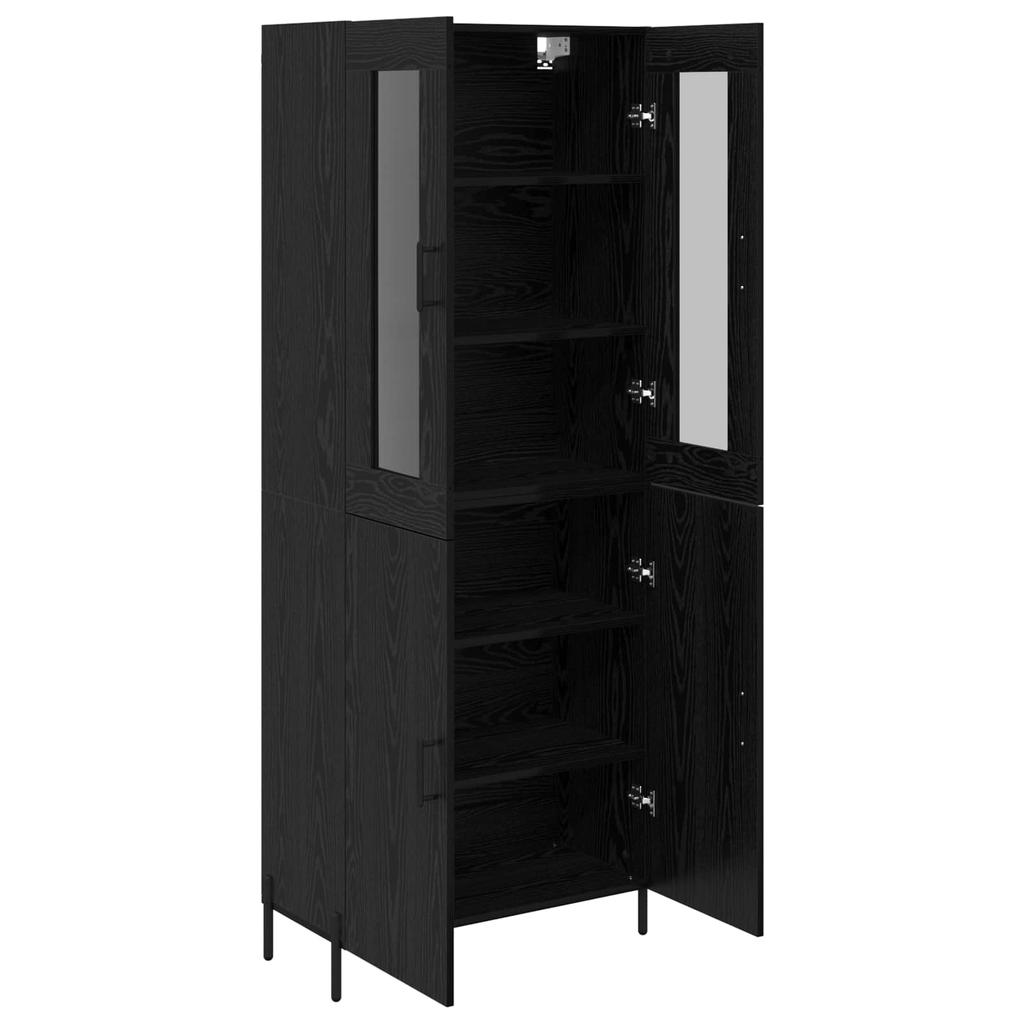 Highboard in Black Oak Look 69.5 x 34 x 180 cm Particleboard