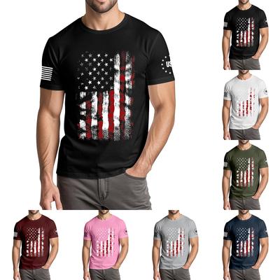 Men's Fashionable Casual Independence Day Printed Round Neck Short Sleeve T-Shirt Top