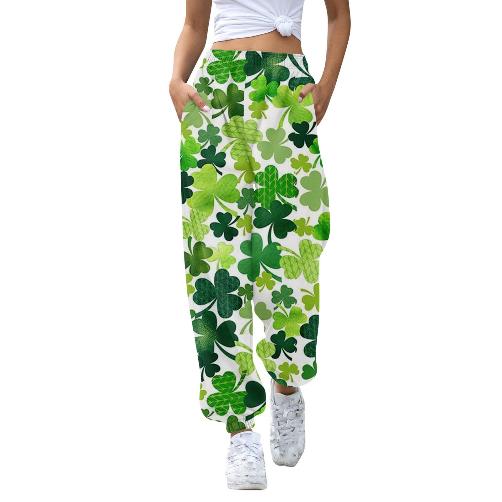 

Жіноча мода Спорт St. Повсякденні спортивні штани з кишеньковими шнурками до Дня Патрика S